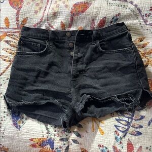 Abercrombie & Fitch Women's the Mom Short High Rise Black Denim Shorts